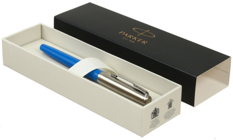 Ручка подарочная перьевая Parker Jotter Originals Blue CT корпус серебристо-синий, синяя - фото 3 - id-p226764112