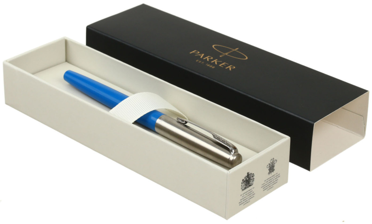 Ручка подарочная перьевая Parker Jotter Originals Blue CT корпус серебристо-синий, синяя - фото 4 - id-p226764112