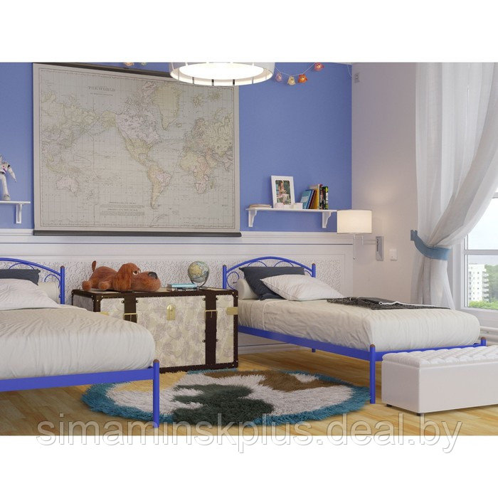 Кровать «Вероника Мини», 800×2000 мм, металл, цвет синий - фото 1 - id-p226764421