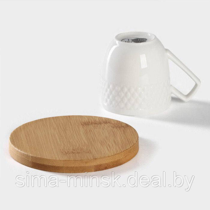 Набор кофейный фарфоровый на бамбуковой подставке BellaTenero, 15 предметов: чайник 850 мл, 6 кружек 70 мл, - фото 5 - id-p226765245