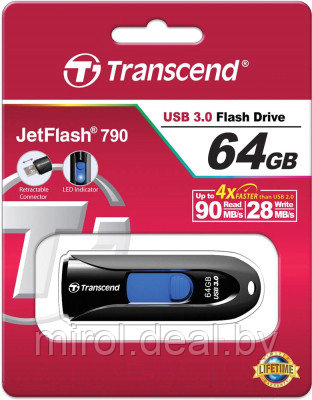 Usb flash накопитель Transcend JetFlash 790 64GB (TS64GJF790K) - фото 4 - id-p226767232