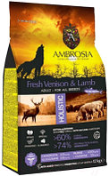 Сухой корм для собак Ambrosia Grain Free для всех пород с олениной и ягненком / U/AVL12