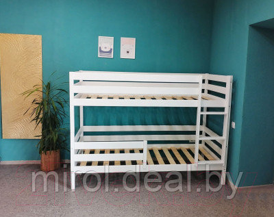 Двухъярусная кровать детская EcoWood Моритц 2 80х160 с бортиком / ECO.001.00042.80-160.W - фото 2 - id-p226768118
