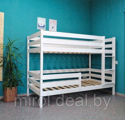 Двухъярусная кровать детская EcoWood Моритц 2 80х160 с бортиком / ECO.001.00042.80-160.W - фото 3 - id-p226768118