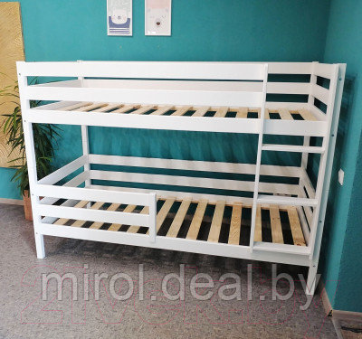 Двухъярусная кровать детская EcoWood Моритц 2 80х160 с бортиком / ECO.001.00042.80-160.W - фото 5 - id-p226768118