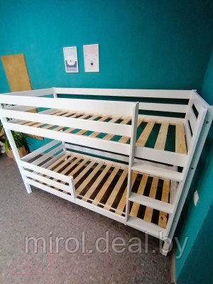 Двухъярусная кровать детская EcoWood Моритц 2 80х160 с бортиком / ECO.001.00042.80-160.W - фото 6 - id-p226768118