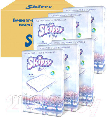 Набор пеленок одноразовых детских Skippy Light впитывающих с суперабсорбентом 90x60 - фото 1 - id-p226769251