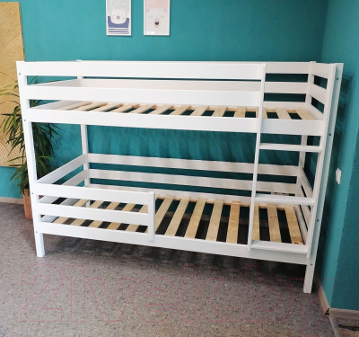 Двухъярусная кровать детская EcoWood Моритц 2 80х160 с бортиком / ECO.001.00042.80-160.W - фото 5 - id-p226771511