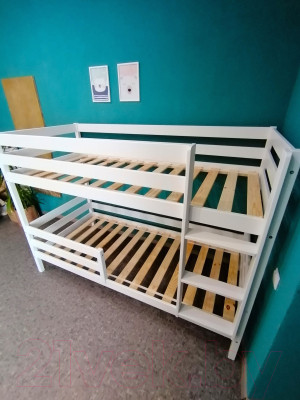 Двухъярусная кровать детская EcoWood Моритц 2 80х160 с бортиком / ECO.001.00042.80-160.W - фото 6 - id-p226771511