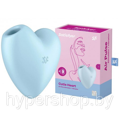 Вакуумно-волновой стимулятор с вибрацией Satisfyer Cutie Heart голубой