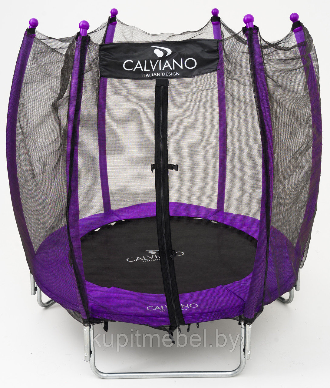 Батут пружинный с защитной сеткой Calviano 140 см - 4,5ft OUTSIDE master purple - фото 1 - id-p226790587