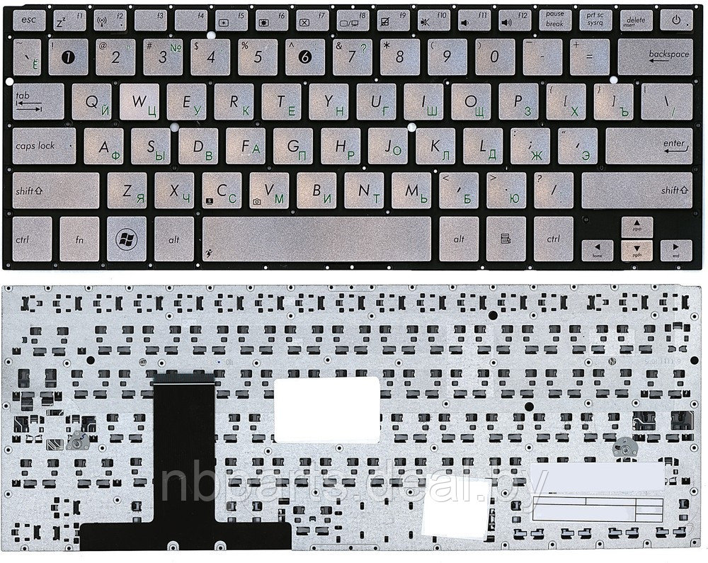 Клавиатура для ноутбука ASUS ZenBook UX31 серебро, маленький Enter, RU