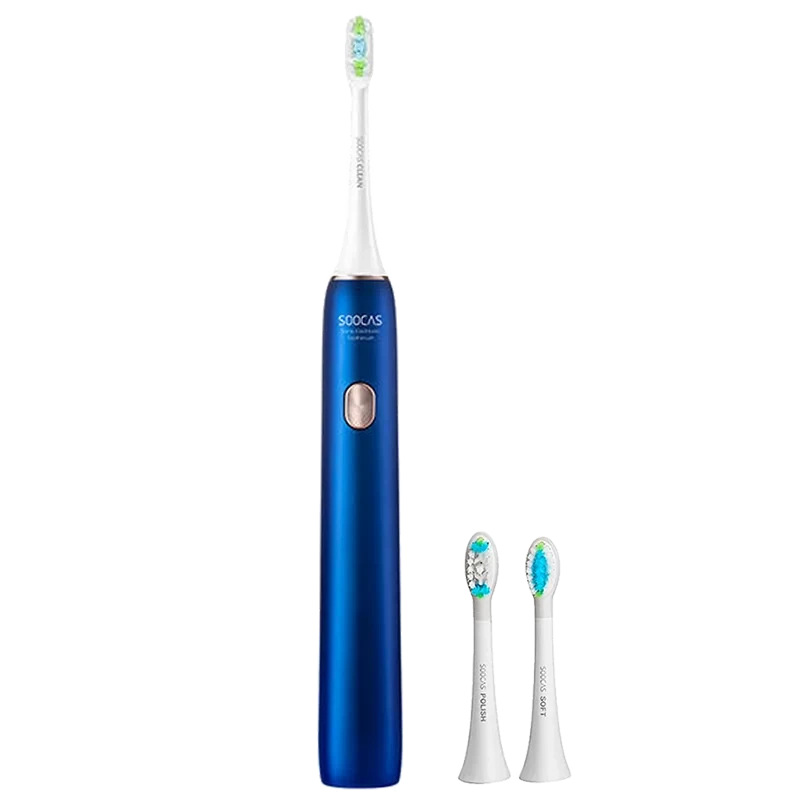 Электрическая зубная щетка Soocas Weeks X3U (в комплекте 2 доп. насадки) Синяя - фото 1 - id-p226738632