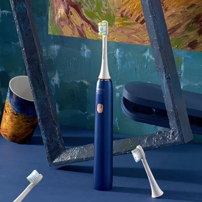 Электрическая зубная щетка Soocas Weeks X3U (в комплекте 2 доп. насадки) Синяя - фото 2 - id-p226738632