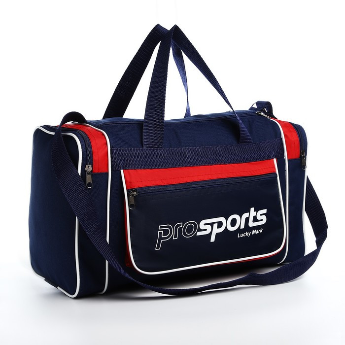 Сумка спортивная на молнии, 3 наружных кармана, длинный ремень, цвет синий/красный - фото 1 - id-p226795585