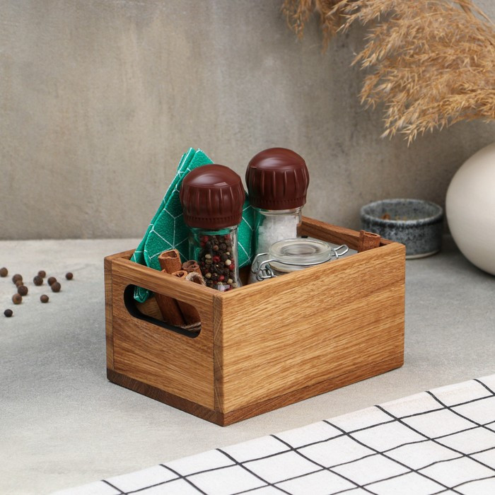 Подставка-органайзер для кухонных принадлежностей Adelica, с ручками, 17×12×9 см, дуб - фото 1 - id-p226795686