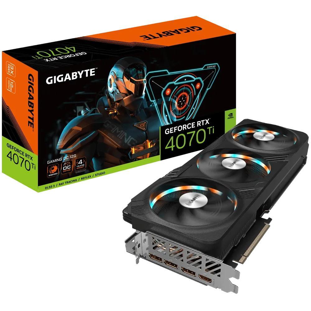 Видеокарта NVIDIA GeForce Gigabyte RTX 4070Ti GAMING 12G (GV-N407TGAMING-12GD) 12Gb GDDR6X HDMI+3xDP RTL - фото 1 - id-p226796029