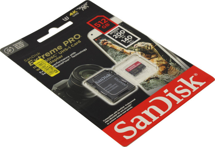 Карта памяти SanDisk Extreme PRO SDSQXCD-512G-GN6MA microSDXC Memory Card 512Gb UHS-I U3 V30 A2 + microSD-- SD - фото 1 - id-p226796040