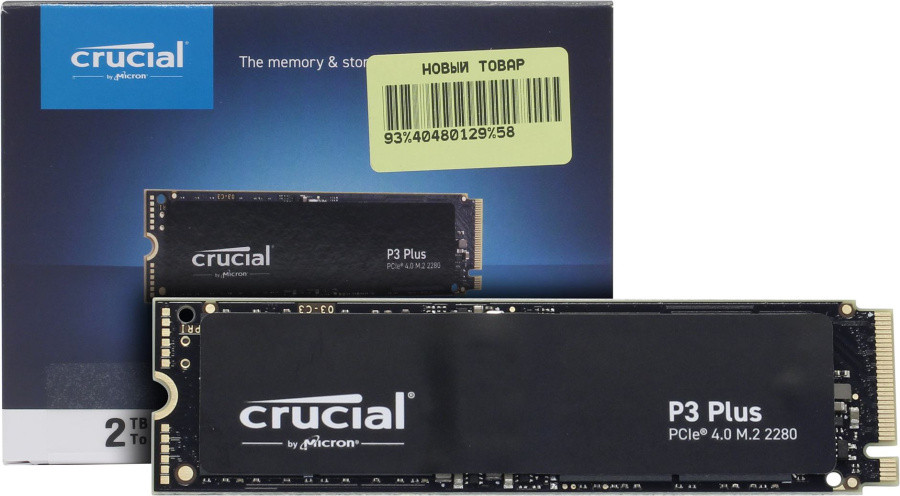 Накопитель SSD Crucial P3 Plus CT2000P3PSSD8 M.2 2280 M PCI Express 4.0 x4 2Tb, 5000/3600 MBps QLC - фото 1 - id-p226796102