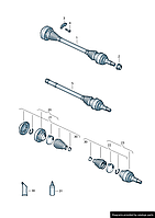 ВАЛ ПРИВОДНОЙ С ВНЕШНИМ ШРУСОМ VW T5 2003-2015 VAG 7H0501818A