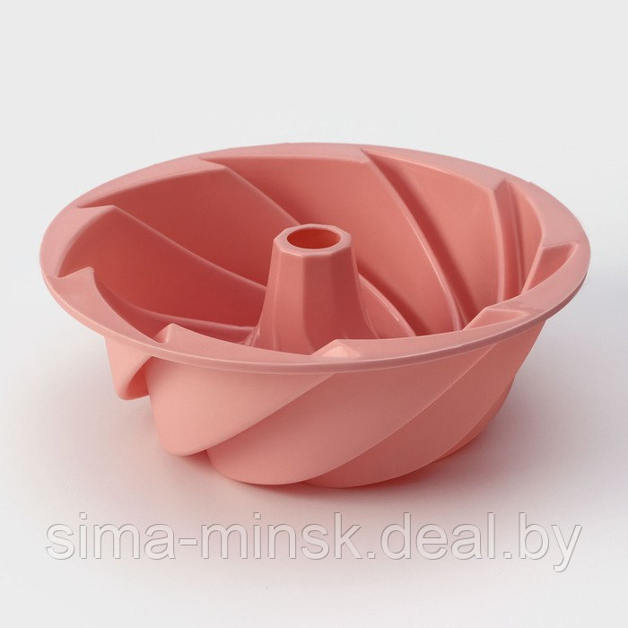 Форма для выпечки Доляна «Немецкий кекс. Вихрь», силикон, d=24,5 см, цвет розовый - фото 3 - id-p226800968