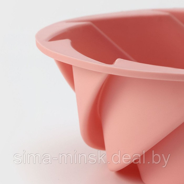 Форма для выпечки Доляна «Немецкий кекс. Вихрь», силикон, d=24,5 см, цвет розовый - фото 5 - id-p226800968