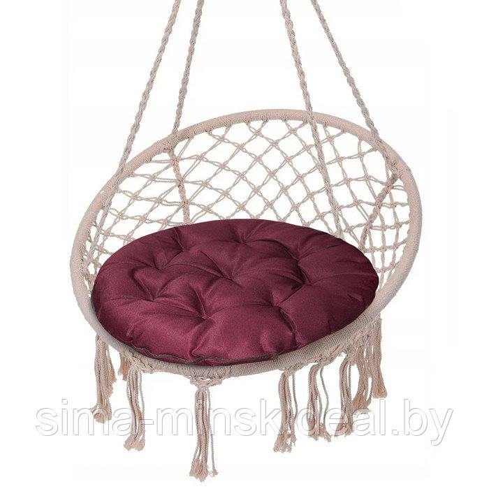 Подушка круглая на кресло непромокаемая D60 см, цвет бордо файберфлекс, грета20%, пэ80% - фото 1 - id-p226802112