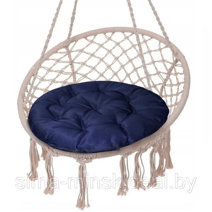Подушка круглая на кресло непромокаемая D60 см, цвет т-синий файберфлекс, грета20%, пэ80% - фото 1 - id-p226802116