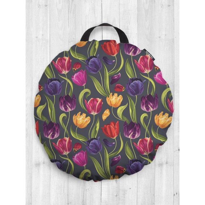 Подушка сидушка «Разноцветные тюльпаны», декоративная, d = 52 см - фото 1 - id-p226802714