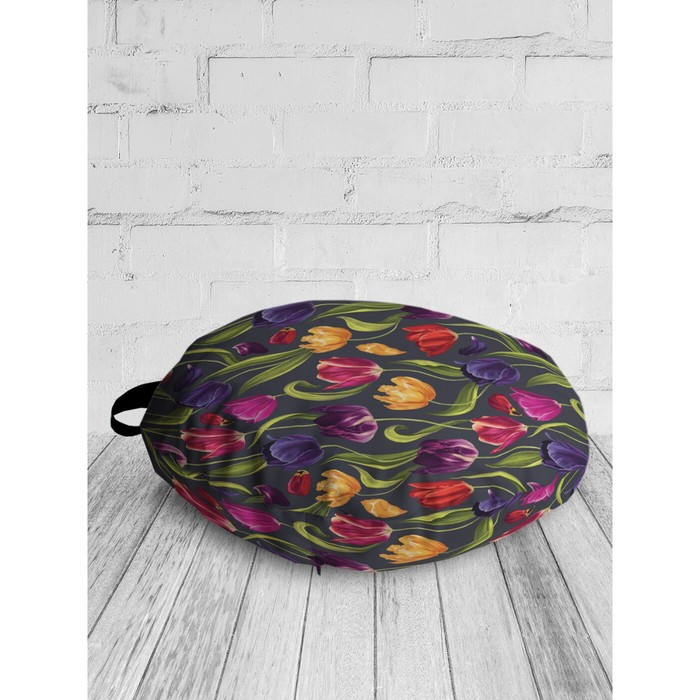 Подушка сидушка «Разноцветные тюльпаны», декоративная, d = 52 см - фото 2 - id-p226802714