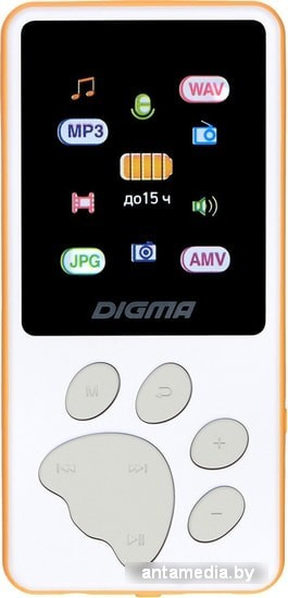 MP3 плеер Digma S4 8GB (белый/оранжевый) - фото 1 - id-p226803604