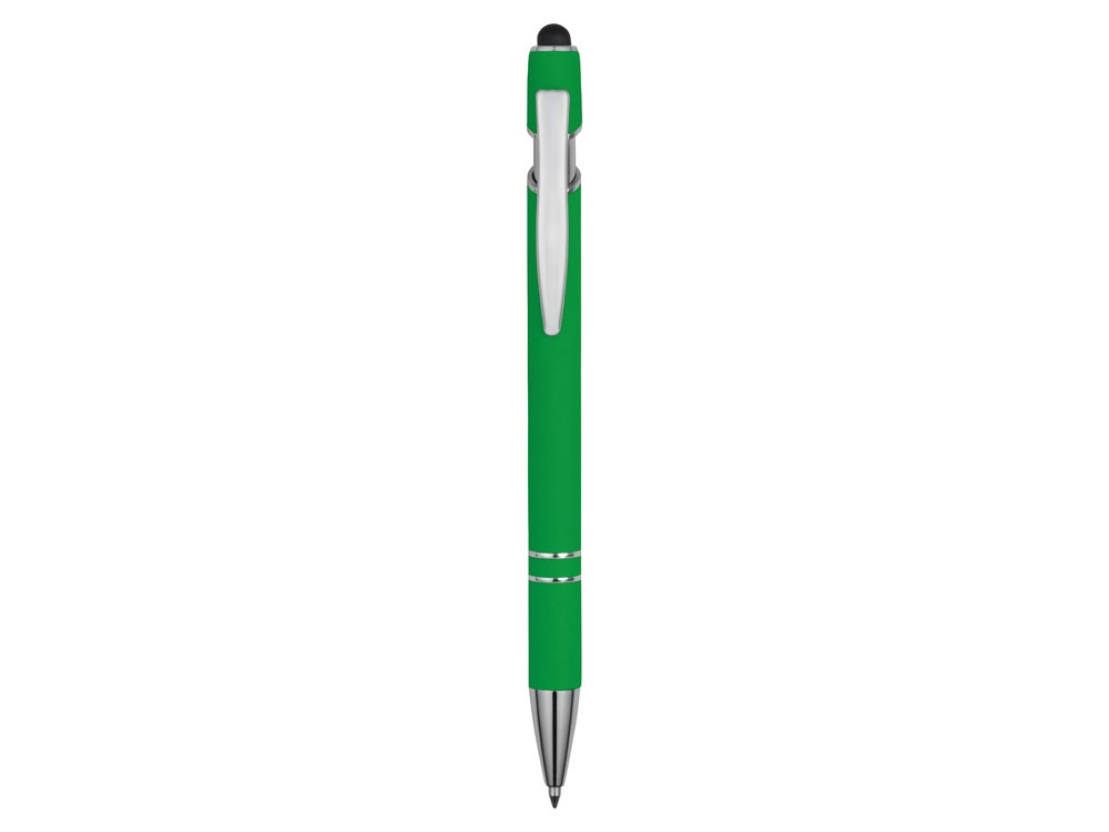 Ручка металлическая soft-touch шариковая со стилусом Sway, зеленый/серебристый - фото 2 - id-p226805645