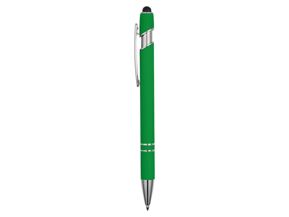 Ручка металлическая soft-touch шариковая со стилусом Sway, зеленый/серебристый - фото 3 - id-p226805645