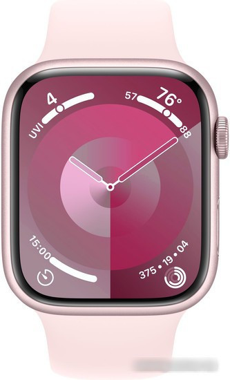 Умные часы Apple Watch Series 9 45 мм (алюминиевый корпус, розовый/розовый, спортивный силиконовый ремешок - фото 2 - id-p226808552