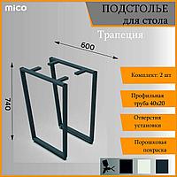 Подстолье для столa Трапеция Серый Лофт 600x740 / 40x20 Премиум матовый / муар | Mico