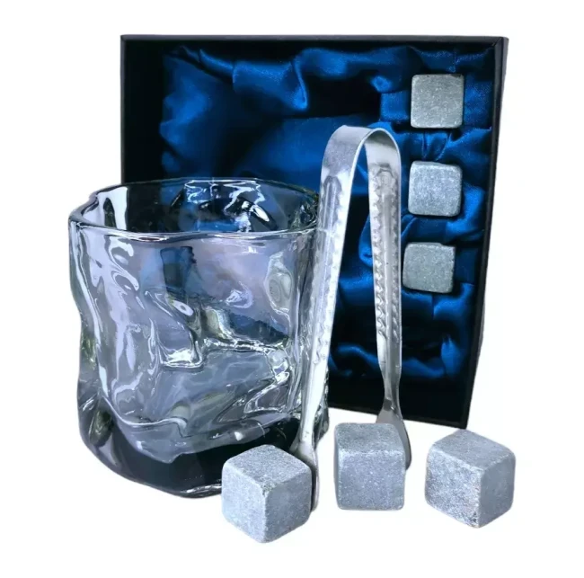 Подарочный набор 1 бокал, 3 охлаждающих камня, щипцы AmiroTrend ABW-331 black transparent - фото 2 - id-p172619790