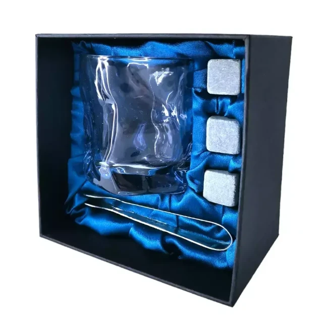 Подарочный набор 1 бокал, 3 охлаждающих камня, щипцы AmiroTrend ABW-331 blue transparent - фото 1 - id-p188573929