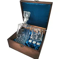 Подарочный набор 1 бокал, штоф с камнями AmiroTrend ABW-341 transparent blue