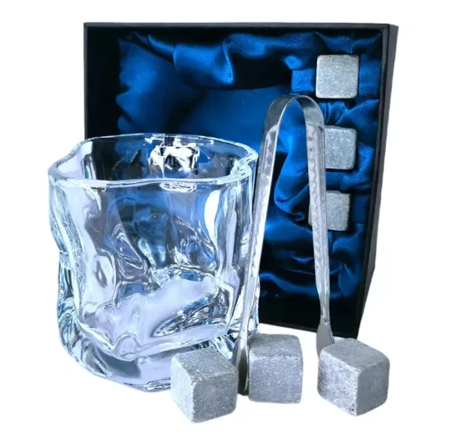 Подарочный набор 1 бокал, 3 охлаждающих камня, щипцы AmiroTrend ABW-331 transparent blue - фото 2 - id-p189455083