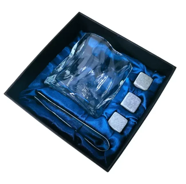 Подарочный набор 1 бокал, 3 охлаждающих камня, щипцы AmiroTrend ABW-331 transparent blue - фото 3 - id-p189455083