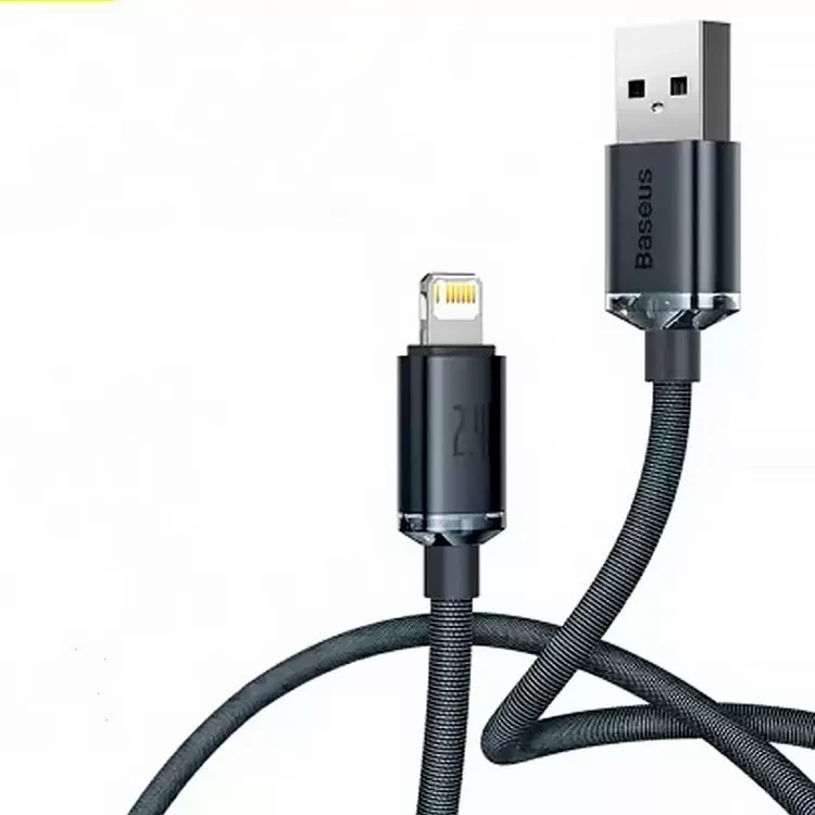Кабель Baseus Crystal Shine CW-FXP USB - Lightning 2.4A 1.2м Чёрный - фото 8 - id-p226740838