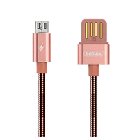 Кабель металлический Remax Silver Serpent USB - micro USB Розовое Золото