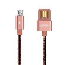 Кабель металлический Remax Silver Serpent USB - micro USB Розовое Золото