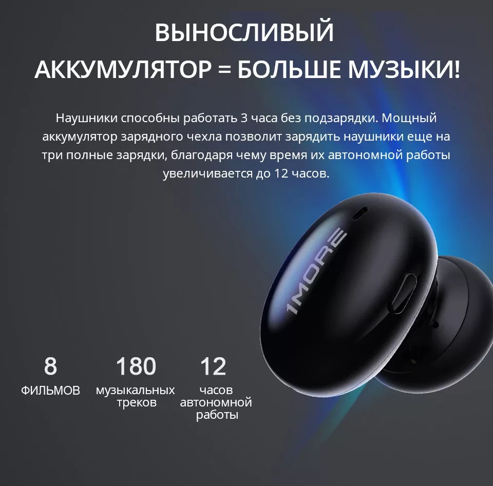 Наушники 1More True Wireless Earbuds ECS3001B Чёрные - фото 6 - id-p226738399