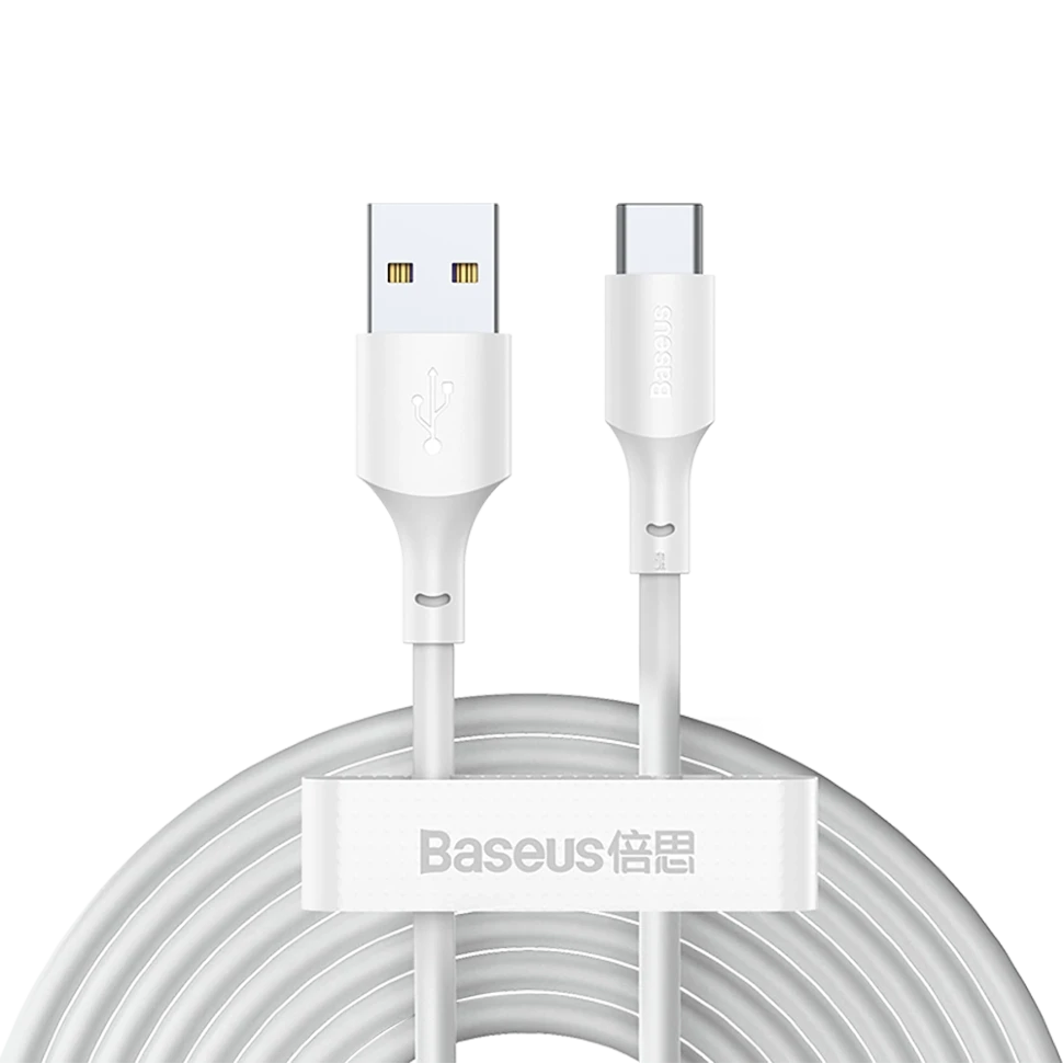 Кабель Baseus Simple Wisdom USB - Type-C 5A 1.5м Белый (2шт) - фото 1 - id-p226741113
