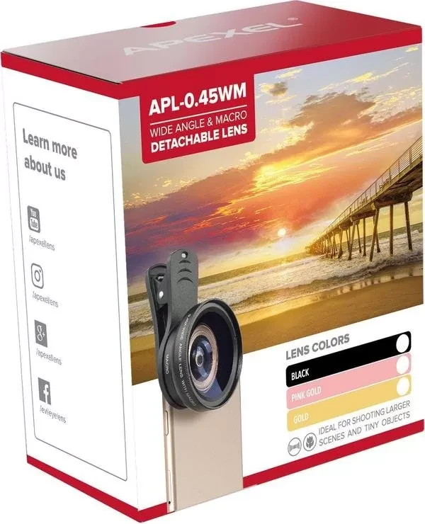 Комплект объективов Apexel 2-in-1 для смартфона (0.45x+12.5x) - фото 7 - id-p226744317