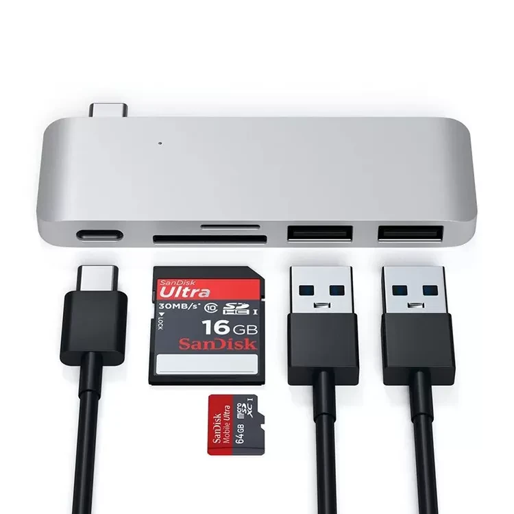 Хаб Satechi Type-C Pass-through USB HUB для Macbook 12" Серый - фото 4 - id-p226741184