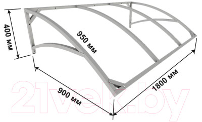 Каркас козырька ИМпласт Скат Цинк 1800х900 - фото 2 - id-p226831946
