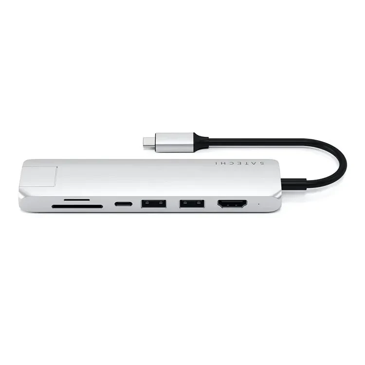 Хаб Satechi Type-C Slim Multiport Adapter V2 Серебро - фото 2 - id-p226741239