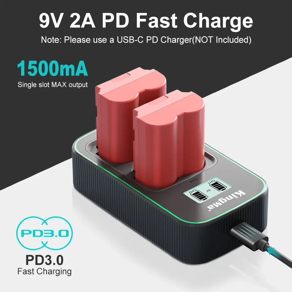Зарядное устройство Kingma PD3.0 Dual Battery Charger для NP-W235 - фото 5 - id-p226743697